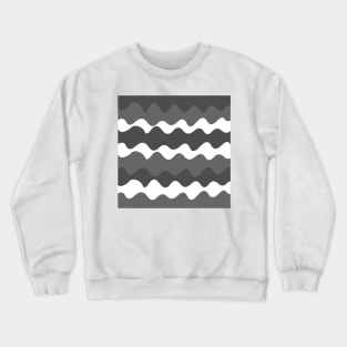 Grey and white horizontal waves pattern Crewneck Sweatshirt